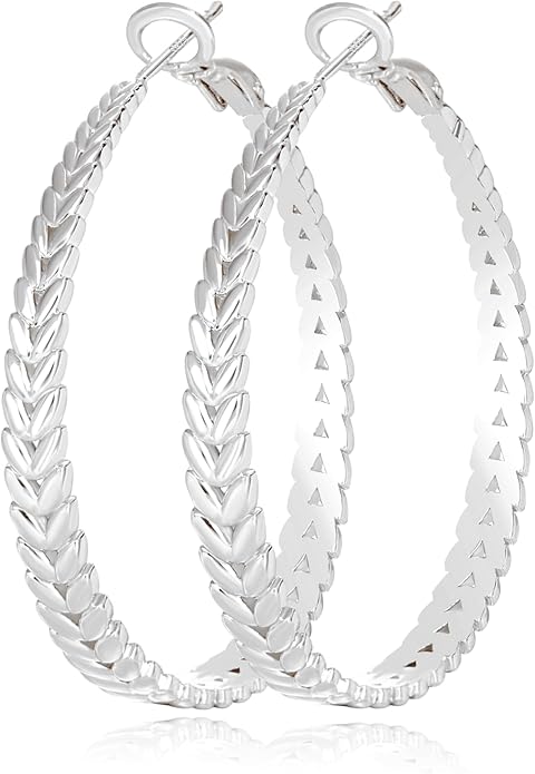 Silver Hoop Earrings for Women Hypoallergenic 925 Sterling Silver Post Hoop Earrings Lightweight Thick Large Silver Hoop Earrings 30/40/50MM