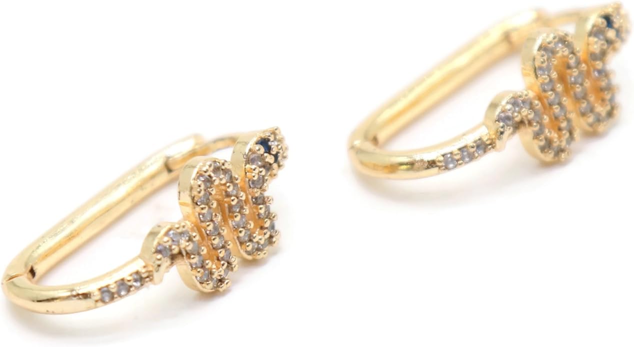 Gold Snake Hoop Earring with Cubic Zirconia – 20mm Elegant Serpent Design for Women – Hypoallergenic Fashion Jewelry.KT0037