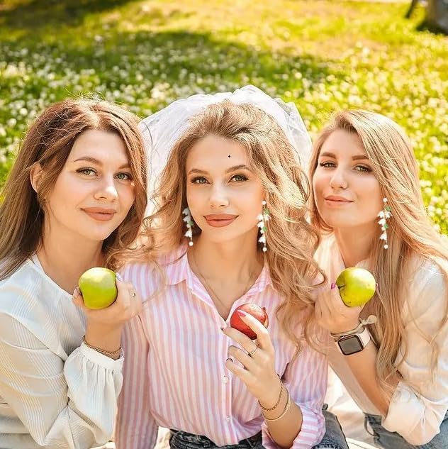 Pink Flower Dangle Earrings for Women Cute Asymmetry Flower Earrings Fairy Statement Summer Refreshing Seaside Idyllic Holiday Earrings