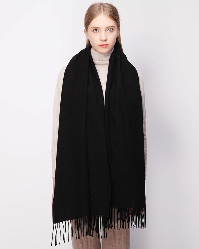 RIIQIICHY 100% Wool Scarf Pashmina Shawls and Wraps for Women Cashmere Warm Winter More Thicker Soft Scarves