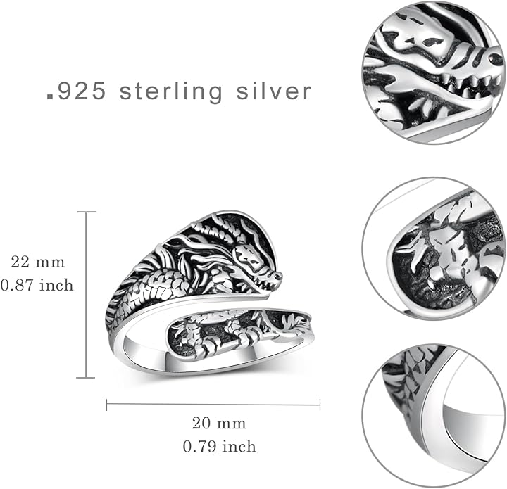 Spoon Rings for Women 925 Sterling Silver Mushroom/Phoenix/Snake/Cardinal/Octopus/Tree of Life/Sunflower/Highland Cow/Dragonfly/Dragon/Horse/Sea Turtle/Frog Rings