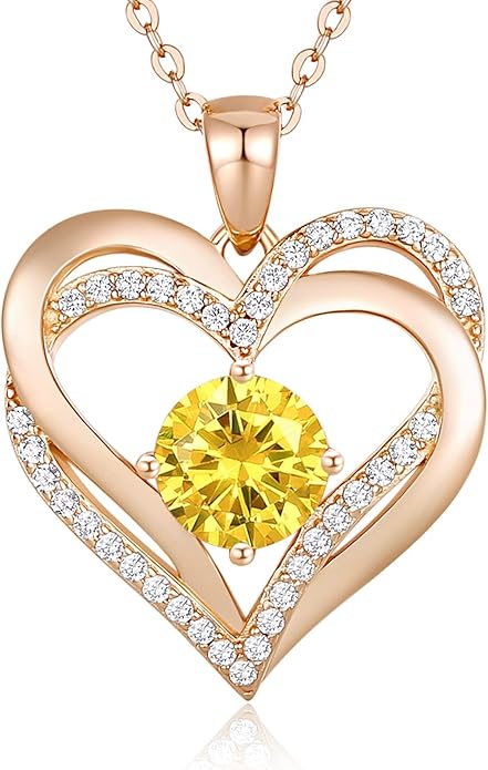LOUISA SECRET Love Heart Birthstone Necklaces for Women, Birthday Gift for Girlfriend, Anniversary Jewelry Gift for Wife Her, 925 Sterling Silver Women Pendant Necklace, Mother's Day Christams Gift