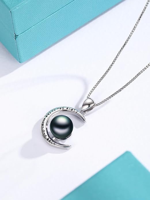 KANNSOAR Tahitian Black Pearl Pendant Necklace AAAA 18K White Gold Plated 925 Sterling Silver Black Pearl Jewelry Gift for Women Mother Wife Her for Anniversary Christmas Birthday