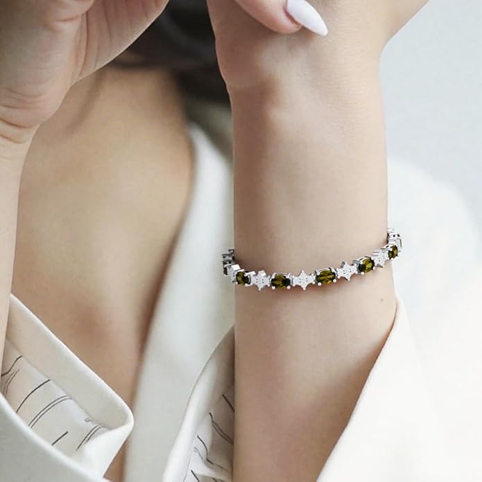 Tennis Birthstone Bracelets Sterling Silver Bracelets Charm Jewelry Birthday Gifts for Women,Girlfriend,Wife,Mom - Graduation, Friendship,Birthday, Anniversary