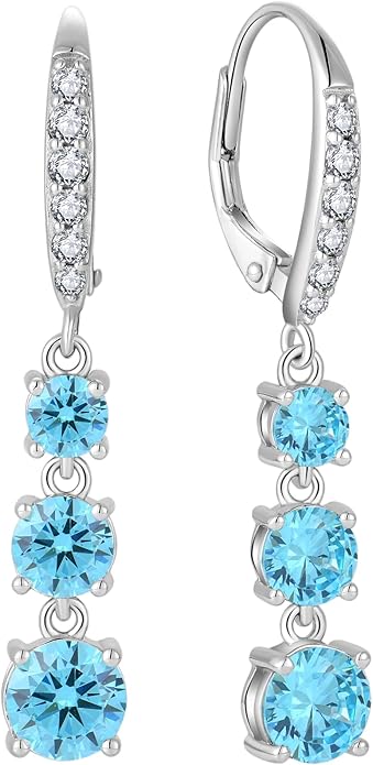 Starchenie Dangle Drop Earrings for Women 925 Sterling Silver Leverback Earrings Birthstone Jewelry