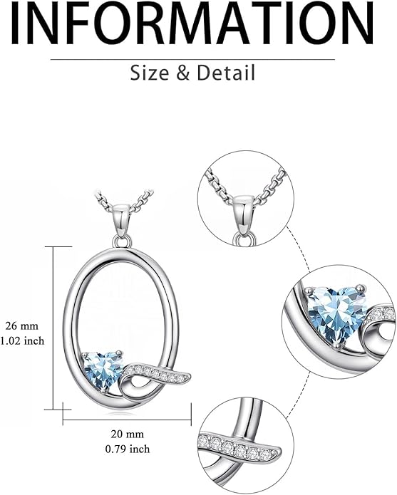 Christmas Gifts for Women Alphabet A to Z Initial Birthstone Pendant Necklaces for Women - 18k White Gold Plated Personalized Name Jewelry Valentine Mothers Day Birthday Gifts for Women Her Girlfriend