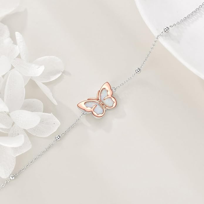 YFN Anklets Bracelet for Women Sterling Silver Butterfly Heart Tree Hummingbird Cardinal Anklet Charm Chain Bracelet Beach Foot Jewelry for Women