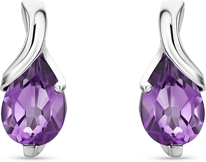 0.40Inch 14K Gold Earrings for Women in 14K White Gold/Yellow Gold 585 with Pear-Shape Rubies/Sapphires/Emeralds/Blue Topaz/Amethysts Gemstones, Handmade Jewelry for Women, Dangle Earrings