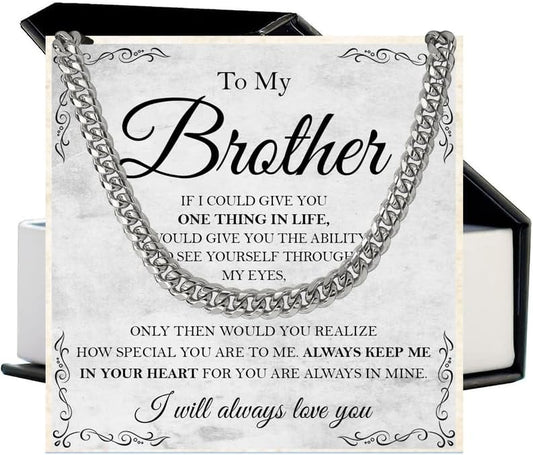 KOLMALK Brother Necklace - Cuban Link Chain Necklace for Men, To My Brother Gift from Sister for Birthday, Anniversary or Christmas