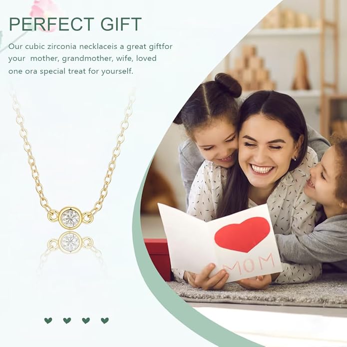 Cubic Zirconia Necklace, Dainty 14k Gold Plated Diamond Necklaces For Women Choker Necklace Simple Gold Plated CZ Jewelry Necklaces for Women Trendy Gifts