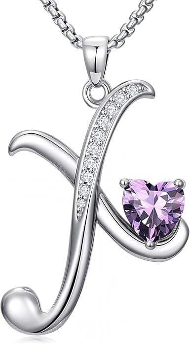 Christmas Gifts for Women Alphabet A to Z Initial Birthstone Pendant Necklaces for Women - 18k White Gold Plated Personalized Name Jewelry Valentine Mothers Day Birthday Gifts for Women Her Girlfriend