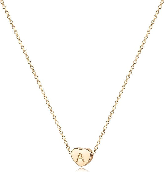 Tiny Gold Initial Heart Necklace-14K Gold Plated Handmade Dainty Letter Heart Necklace for Women Necklace Jewelry