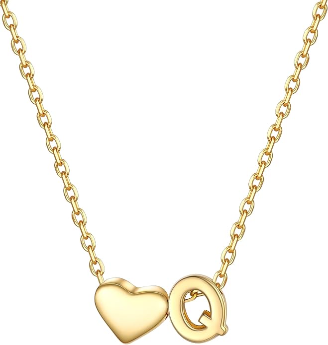 PROSILVER Initial Heart Necklace for Women, 925 Sterling Silver Tiny Heart Letter Necklace Siver, Gold Necklace, Come with Box
