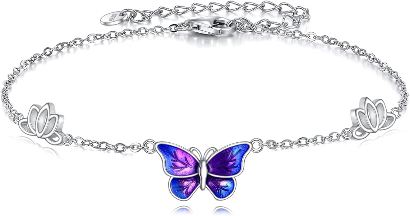 925 Sterling Silver Anklet for Women Dragonfly/Butterfly/Sea Turtles/Mermaid/Infinity/Hamsa Hand Adjustable Chain Ankle Bracelets Jewelry
