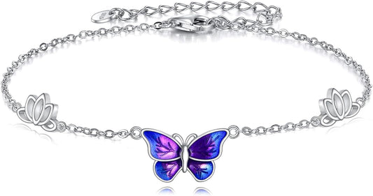 925 Sterling Silver Anklet for Women Dragonfly/Butterfly/Sea Turtles/Mermaid/Infinity/Hamsa Hand Adjustable Chain Ankle Bracelets Jewelry