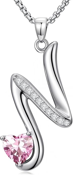 Christmas Gifts for Women Alphabet A to Z Initial Birthstone Pendant Necklaces for Women - 18k White Gold Plated Personalized Name Jewelry Valentine Mothers Day Birthday Gifts for Women Her Girlfriend
