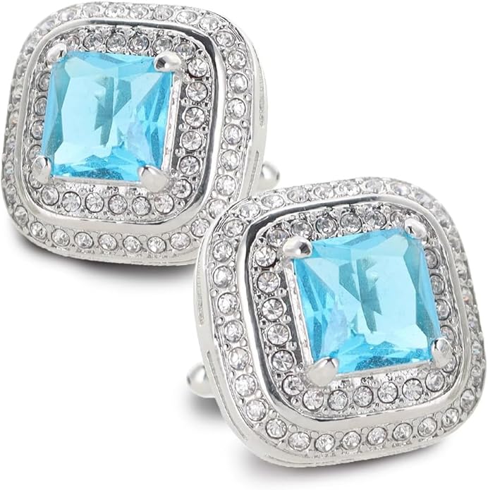 Vittorio Vico Square Colored Crystal Double Diamond Set Cufflinks