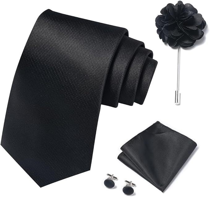 joy alice Ties Set Men Mixed Color Necktie Handkerchief Cufflinks Brooch 3.15 Formal