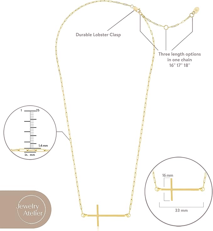 Jewelry Atelier Gold Filled Pendant Necklace Collection - 14K Yellow Gold Filled Pendant Necklace with Solid Clip Chain for Women (Different Sizes and Styles with Extension/Adjustable Chain)