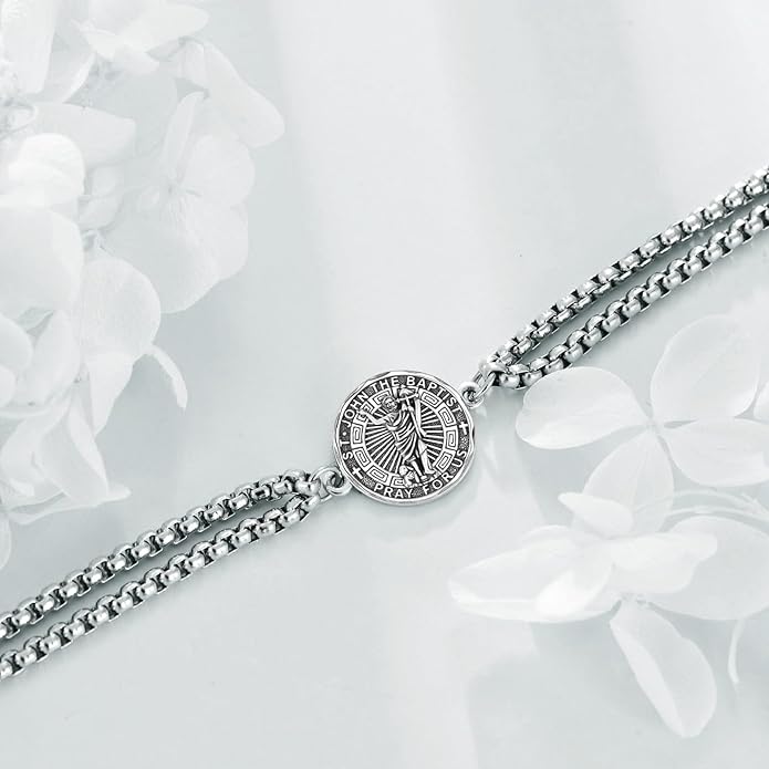 YFN Patron Saint Bracelet Sterling Silver Religious Protector Bracelet Jewelry Gift for Women Men
