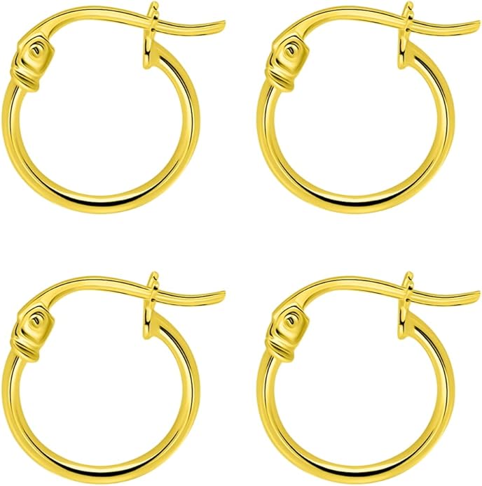 SEA OF ICE 925 Sterling Silver Hoop Earrings for Women - Hypoallergenic Earrings for Women in Sterling Silver, Yellow Gold, Rose Gold or Black Rhodium | Sizes 12MM, 15MM, 20MM or Multipack