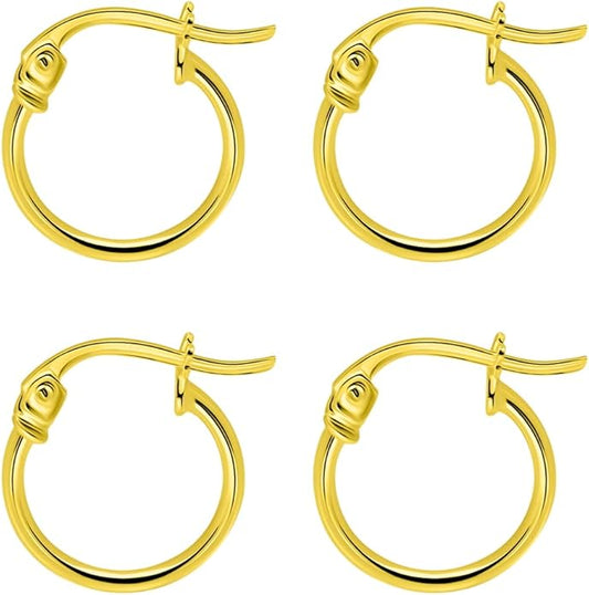SEA OF ICE 925 Sterling Silver Hoop Earrings for Women - Hypoallergenic Earrings for Women in Sterling Silver, Yellow Gold, Rose Gold or Black Rhodium | Sizes 12MM, 15MM, 20MM or Multipack