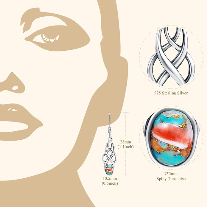 Turquoise Earrings Sterling Silver Lightweight Celtic Dangle Earrings Celtic Jewelry for Women