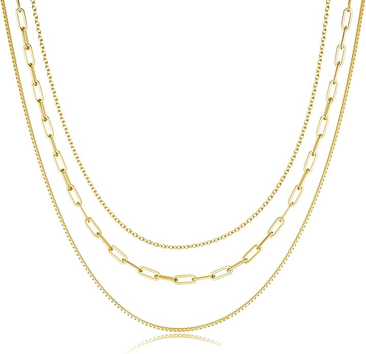 Freekiss Herringbone Necklace for Women,Dainty Gold Necklace,14k Gold Plated Snake,Gold Chain Choker Necklaces,Simple Gold Layered Necklaces,Gold Jewelry Gift for Women