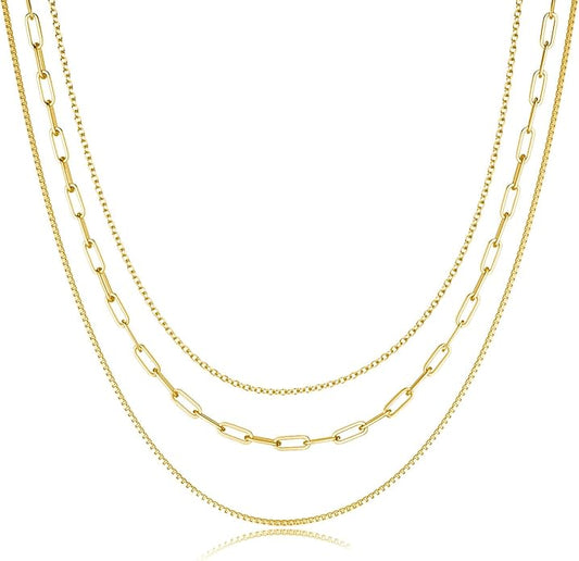 Freekiss Herringbone Necklace for Women,Dainty Gold Necklace,14k Gold Plated Snake,Gold Chain Choker Necklaces,Simple Gold Layered Necklaces,Gold Jewelry Gift for Women