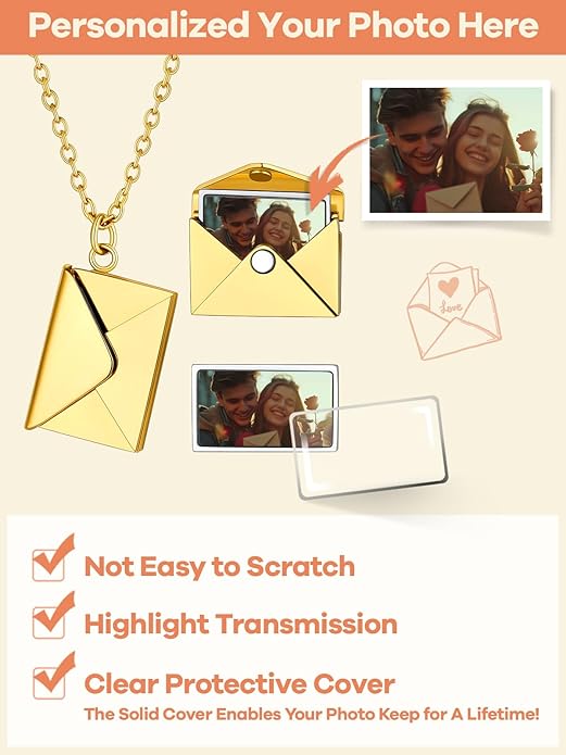 Supcare Locket Necklace That Holds Pictures-Engraved Photo Pendant Custom Jewellery Gifts for Men Women (with Jewellery Gift Box)