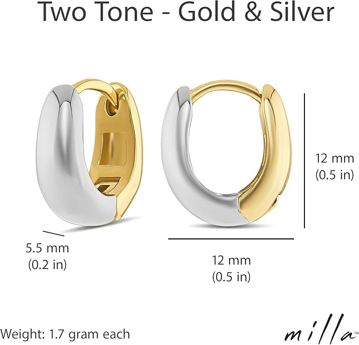 MILLA 14k Gold Huggie Earrings or Sterling Silver Huggie Earrings for Women Multipack & Individuals - Ear Huggers Earrings for Women Trendy Y2K Earrings, Preppy Earrings - Lightweight & Hypoallergenic