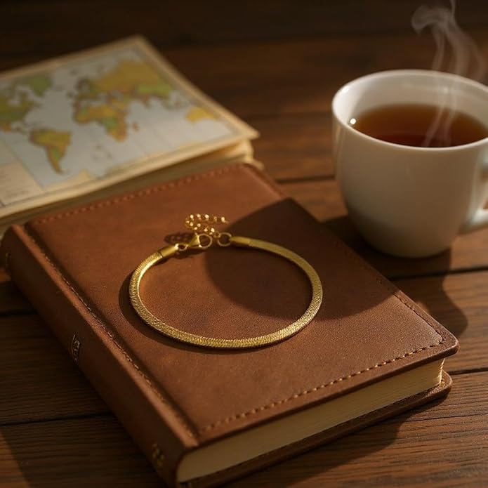 8 Inch Vintage Snake Chain 18k Gold Plated Stainless Steel Anklet Nickel Free Hypoallergenic Waterproof