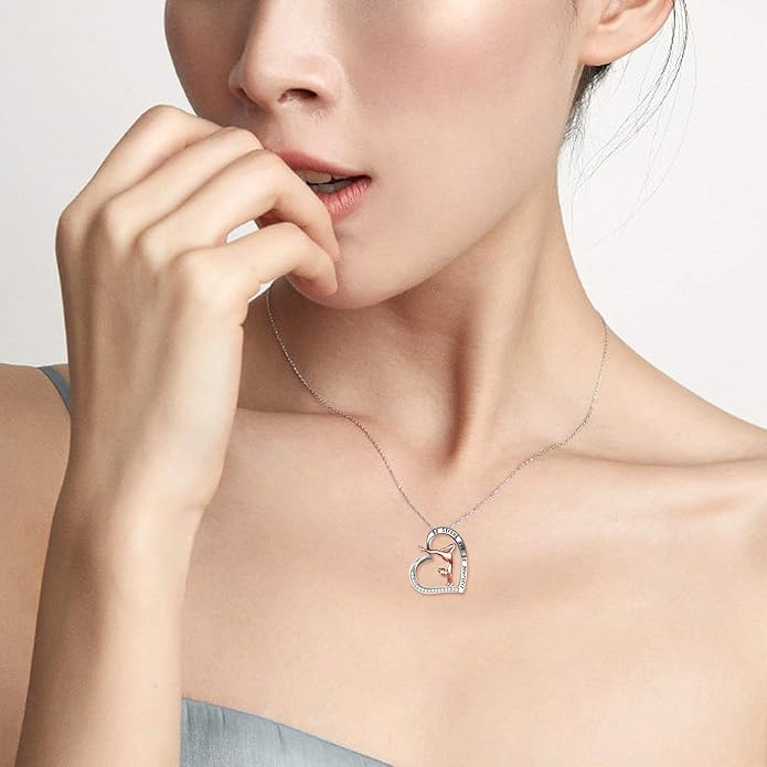 POPLYKE Sports Gifts for Girls Sterling Silver Gymnastics/Ballerina/Piano/Reading Heart-Shaped Pendant Necklace for Women