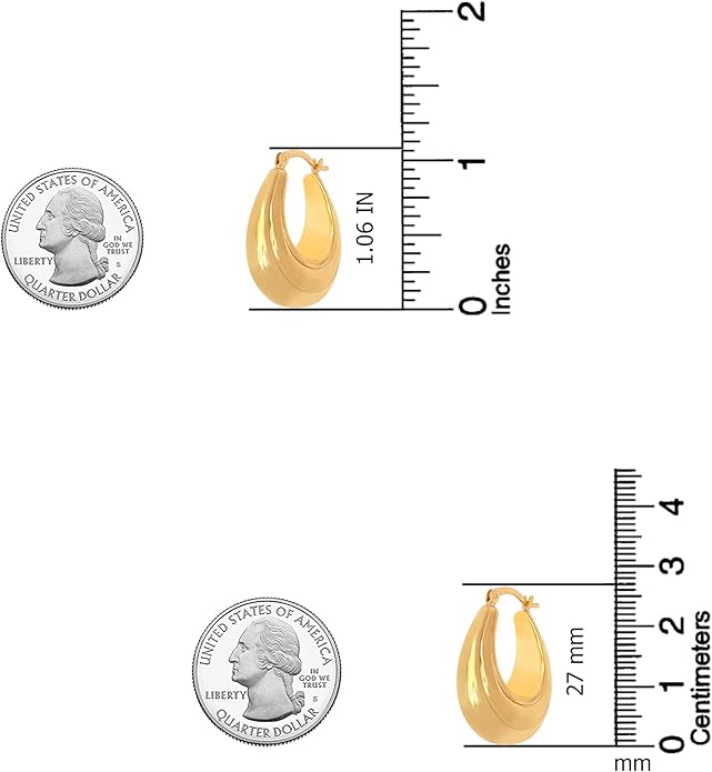 LeCalla 925 Sterling Silver Shrimp Classic Diamond-Cut Light-Weight Hoop Earrings for Women