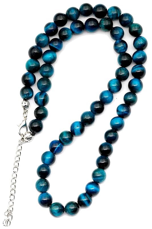 Natural Blue Tiger Eye Beaded Choker, Genuine Blue Crystal Necklace, Fancy Gemstone Choker, 8mm Beads, Unique Fashion Jewelry, Healing Crystal Necklace, Durable Stone Necklace, Capricorn Necklace