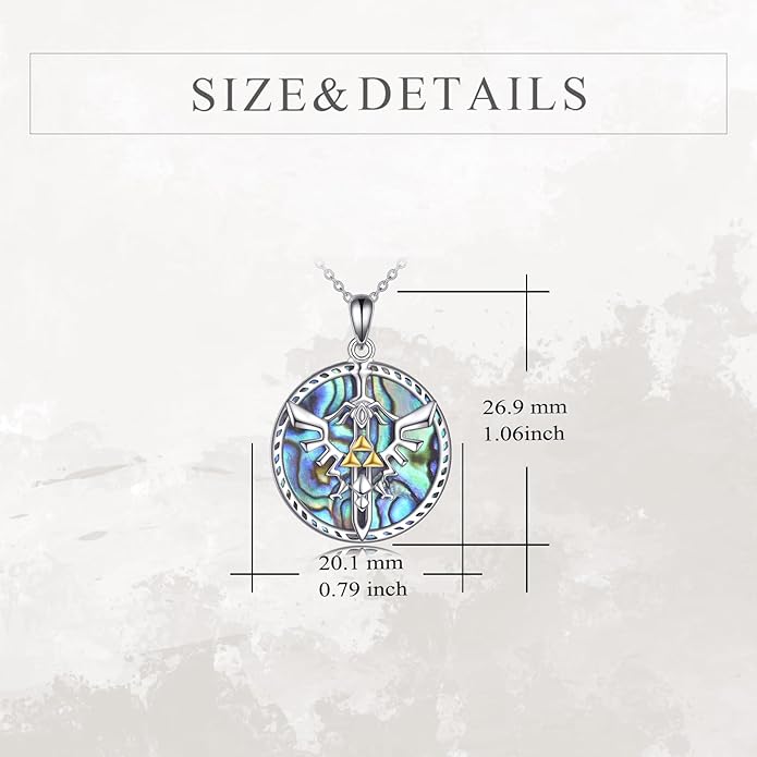 VONALA Artemis's/Poseidon's/Athena's/Weapons Necklace S925 Sterling Silver Plated Abalone Pendant Necklace for Women Men for Women Men
