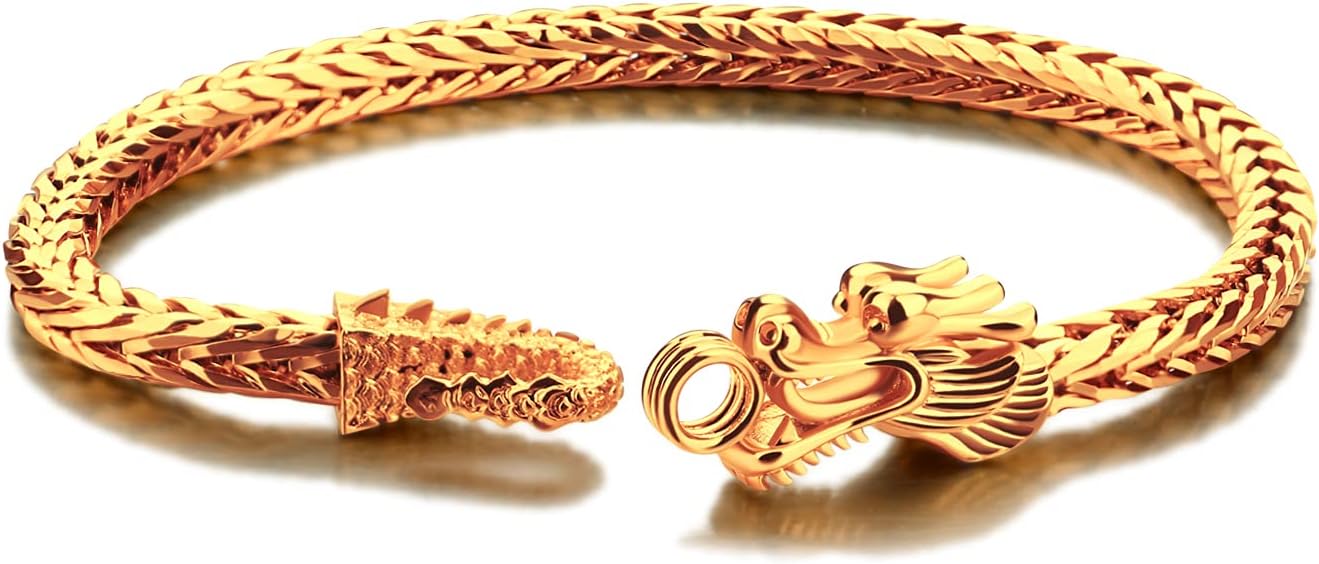 H&Beautimer Fashion 925 Sterling Silver Dragon Chain Bracelet 5MM-7 "8" 9" Solid Thick Side Link Bangle For Men Golden Jewelry Gift