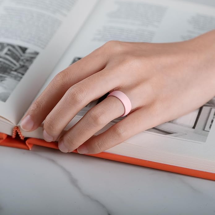 Egnaro Women's Bridal Rings Sets, 6mm Wide, 2mm Thick, Silicone Wedding Rubber Band with Half Size, Inner Arc Ergonomic Breathable Design