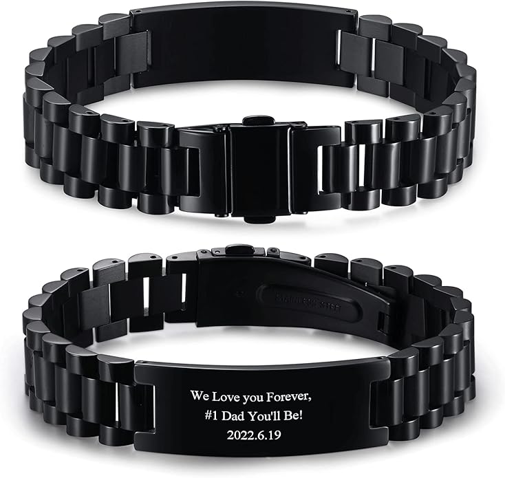 VNOX Masculine Watch Band Stainless Steel Link Bracelet Personalized Jewelry Gift for Men DAD Father Husband Boyfriend