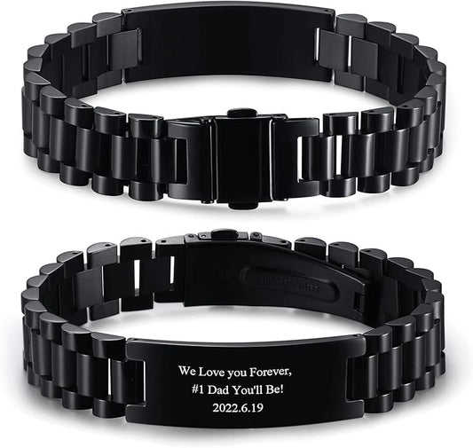 VNOX Masculine Watch Band Stainless Steel Link Bracelet Personalized Jewelry Gift for Men DAD Father Husband Boyfriend