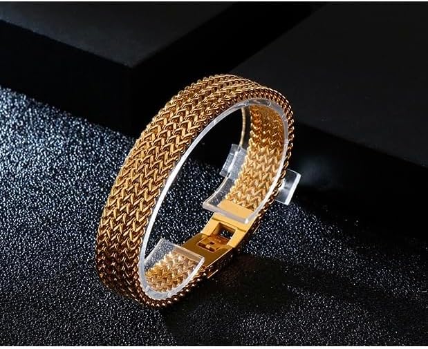 18K gold solid mesh bracelet, men's fashionable tennis bracelet, high-end accessories, men's gifts, Christmas gifts