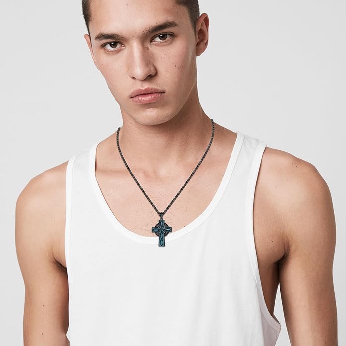 Cross Necklace for Men 925 Sterling Silver Celtic Cross Pendant Christian Jewelry Religious Christmas Gifts for Women
