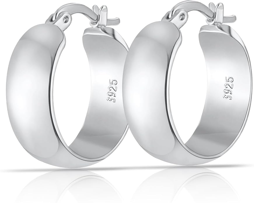 8mm Thick 925 Sterling Silver Hoops Earrings for Women 14K Real Gold Large Hoop Earrings Hypoallergenic and Lightweight Big Hoop Earrings for Women 20/30/40/50/60/70MM