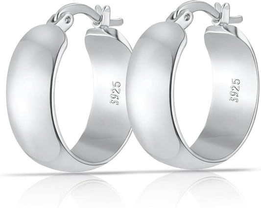 8mm Thick 925 Sterling Silver Hoops Earrings for Women 14K Real Gold Large Hoop Earrings Hypoallergenic and Lightweight Big Hoop Earrings for Women 20/30/40/50/60/70MM