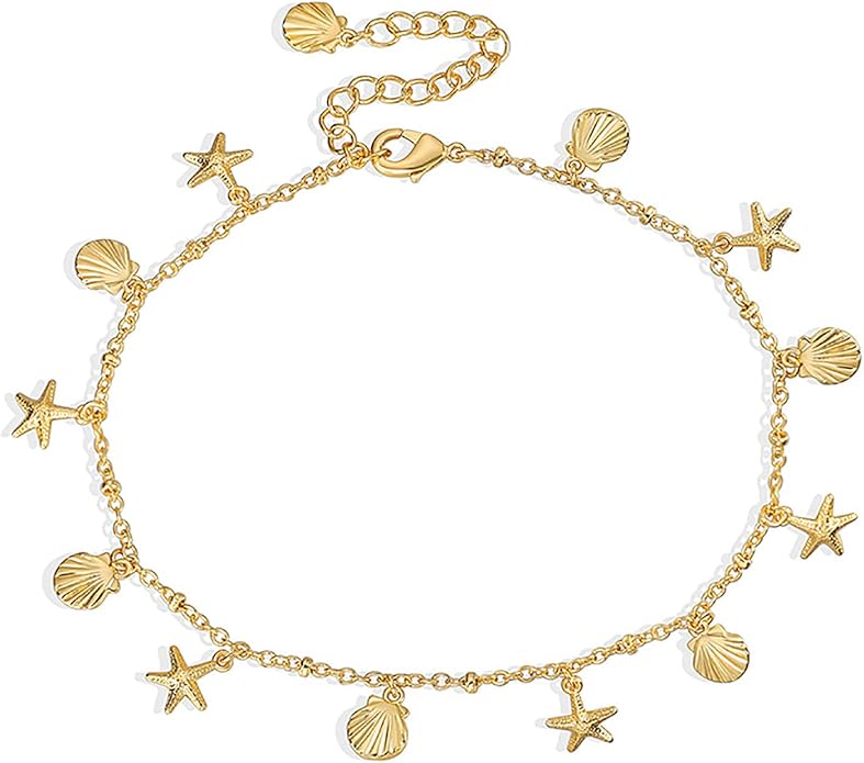 Lit Wall Gold Anklets for Women 18K Gold Plated Adjustable Summer Simple Foot Jewelry Ankle Bracelet for Women