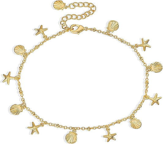 Lit Wall Gold Anklets for Women 18K Gold Plated Adjustable Summer Simple Foot Jewelry Ankle Bracelet for Women