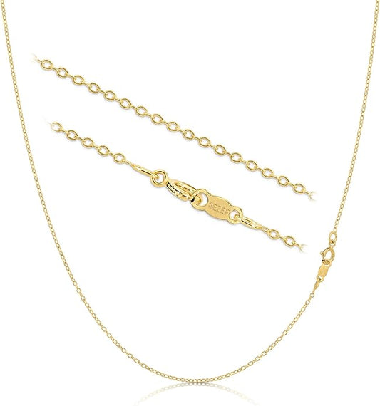 KEZEF 925 Sterling Silver Necklace for Women | Thin 0.7mm 18k Gold plated, Rose Gold chain for women, Silver chain necklace jewelry | cadena de plata 925 para hombre mujer