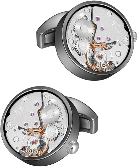 MERIT OCEAN Cuff Links Mens Steampunk Movement Shape, Cufflinks for Men Mens Shirt Vintage Gears, Cufflinks for Business Wedding Gifts