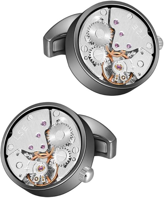 MERIT OCEAN Cuff Links Mens Steampunk Movement Shape, Cufflinks for Men Mens Shirt Vintage Gears, Cufflinks for Business Wedding Gifts