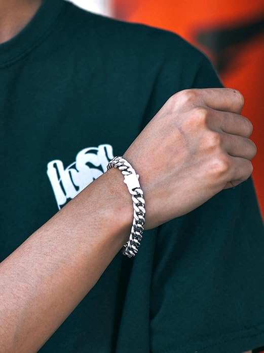 Richsteel 5/7/9/12mm Wide Miami Cuban Link Chain Bracelet for Men Women,Stainless Steel/Gold/Black Plated,7.4/8.2/9 Inch Length,Hip Hop Urban Street-wear Jewelry(Gift Wrapped)
